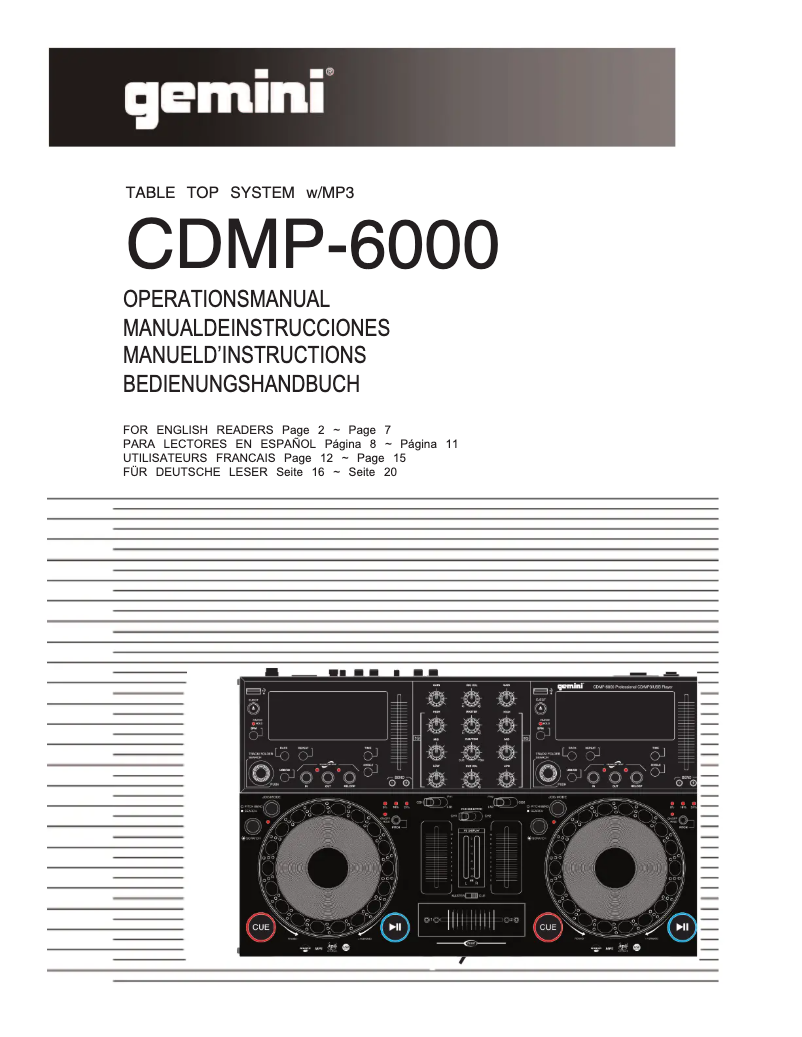 Página nº 1 - Manual de usuario Gemini CDMP-6000