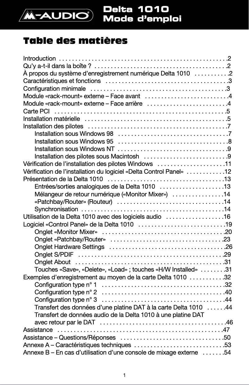 Página 1 del manual Manual de usuario M-Audio Delta 1010