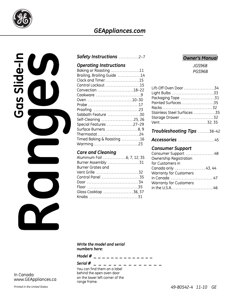 Imagen de la primera página del manual del dispositivo PGS968SEMSS