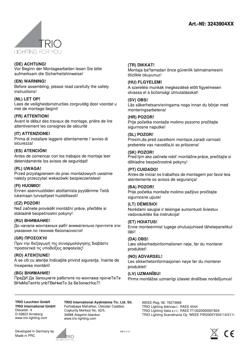 Imagen de la primera página del manual del dispositivo Senator 324390408