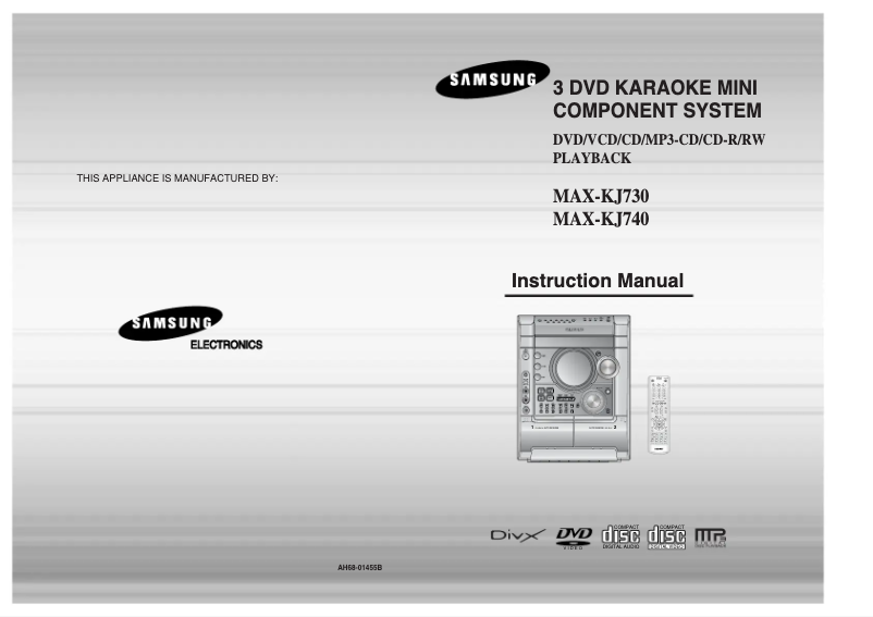 Página nº 1 - Manual de usuario Samsung MAX-KJ730