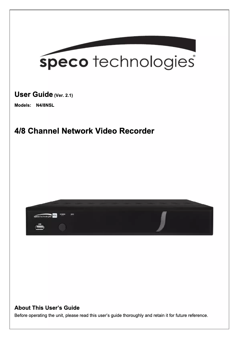 Imagen de la primera página del manual del dispositivo N8NSL