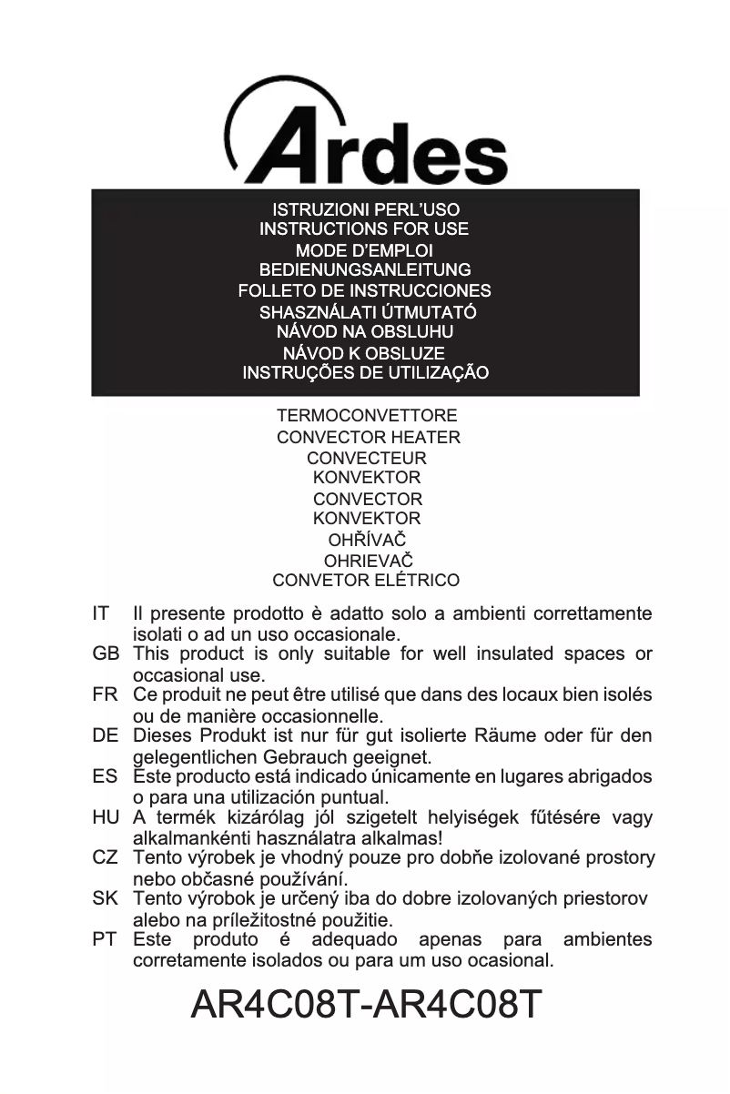 Imagen de la primera página del manual del dispositivo AR4C08TT