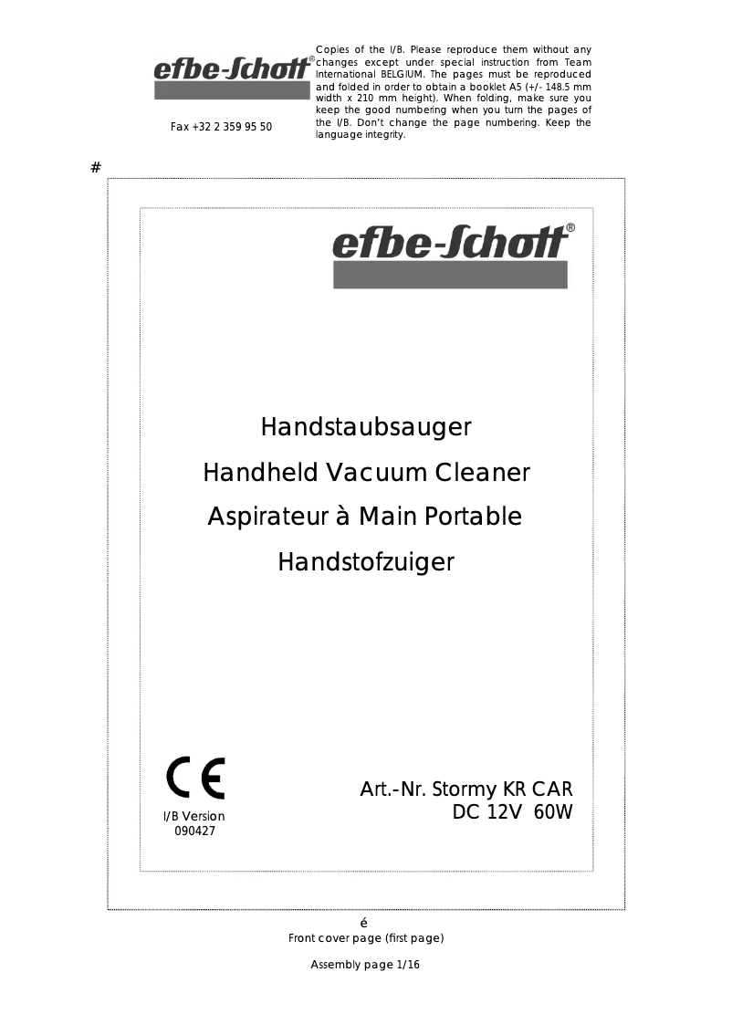 Página nº 1 - Manual de usuario Efbe-Schott Stormy KR CAR