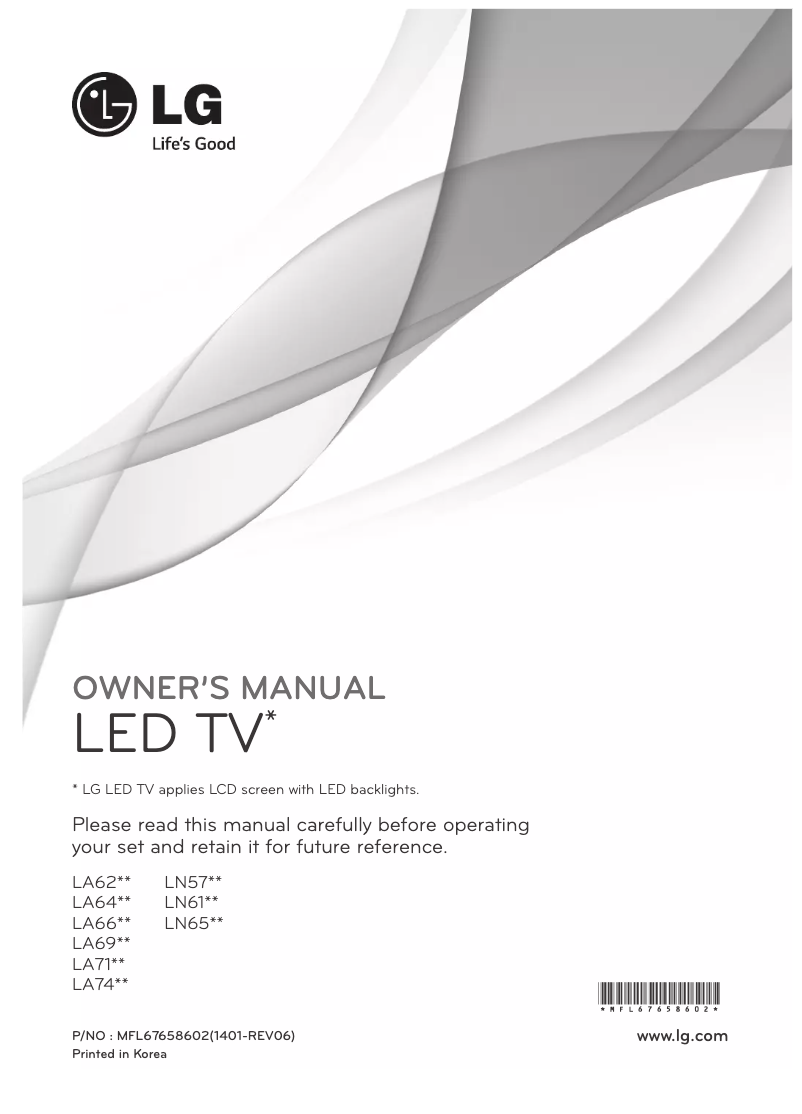 Imagen de la primera página del manual del dispositivo 60LA740S