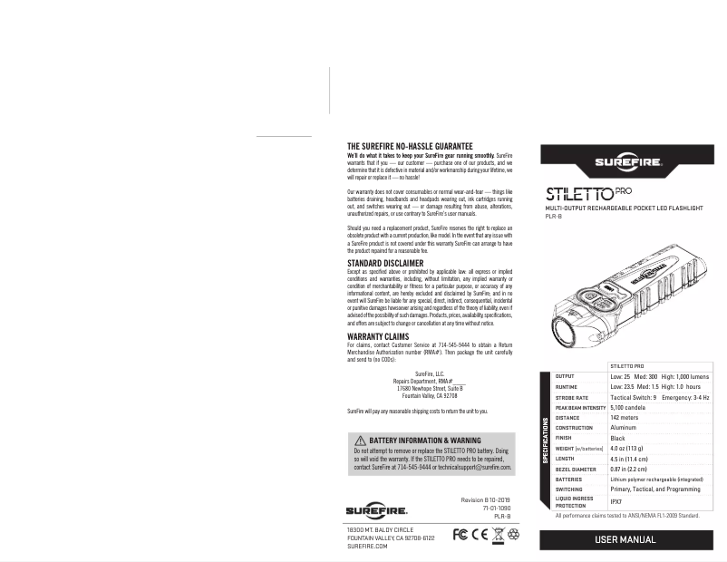Página 1 del manual Manual de usuario SureFire Stiletto Pro