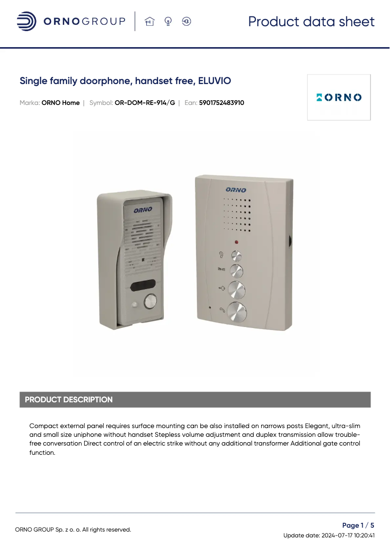 Imagen de la primera página del manual del dispositivo OR-DOM-RE-914