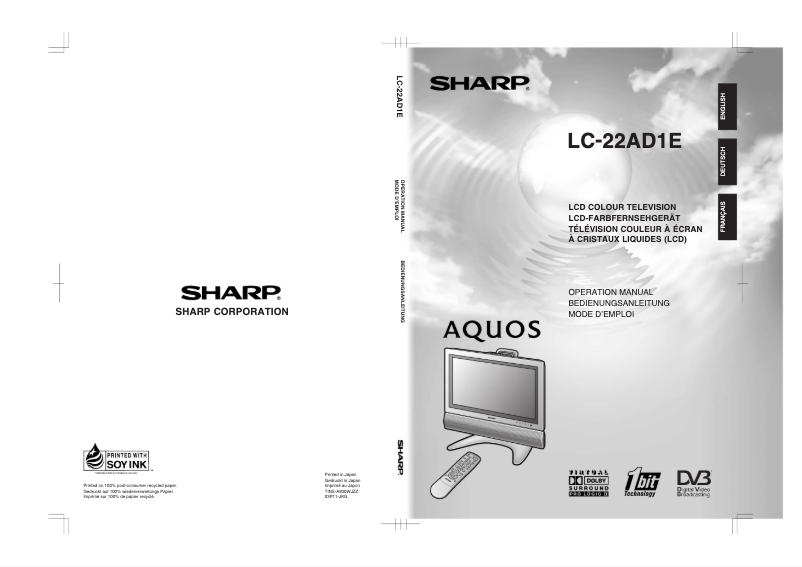 Página 1 del manual Manual de usuario Sharp LC-22AD1E