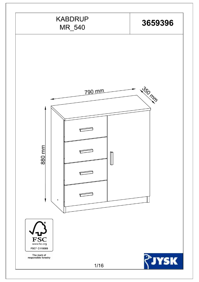 Página 1 del manual Manual de usuario JYSK Kabdrup (79x88x35)