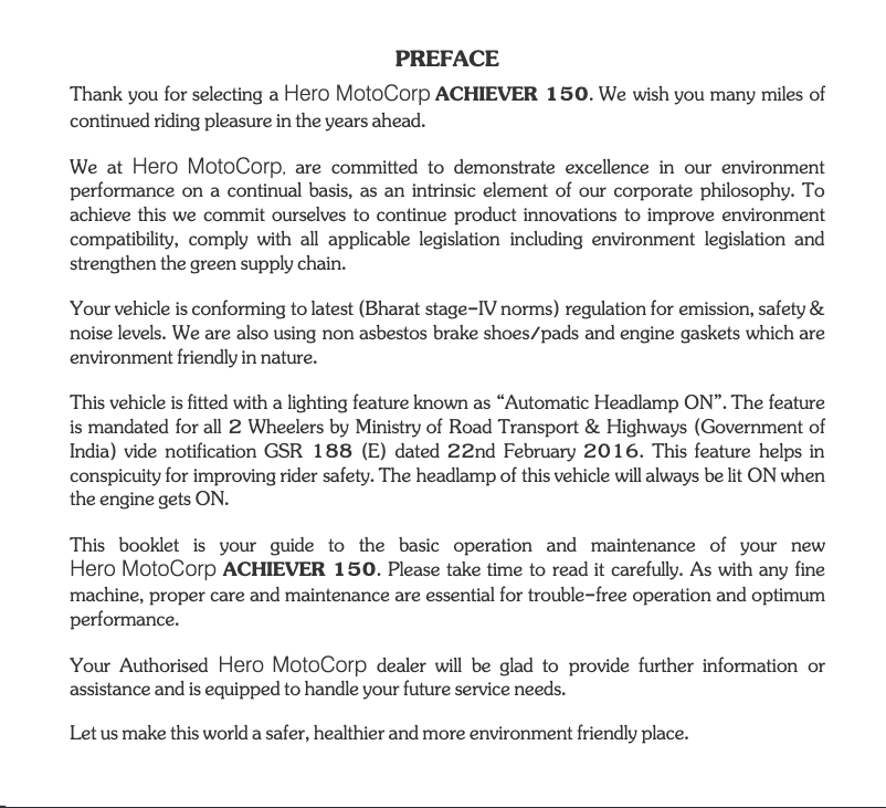 Página 1 del manual Manual de usuario Hero Achiever 150 (2016)