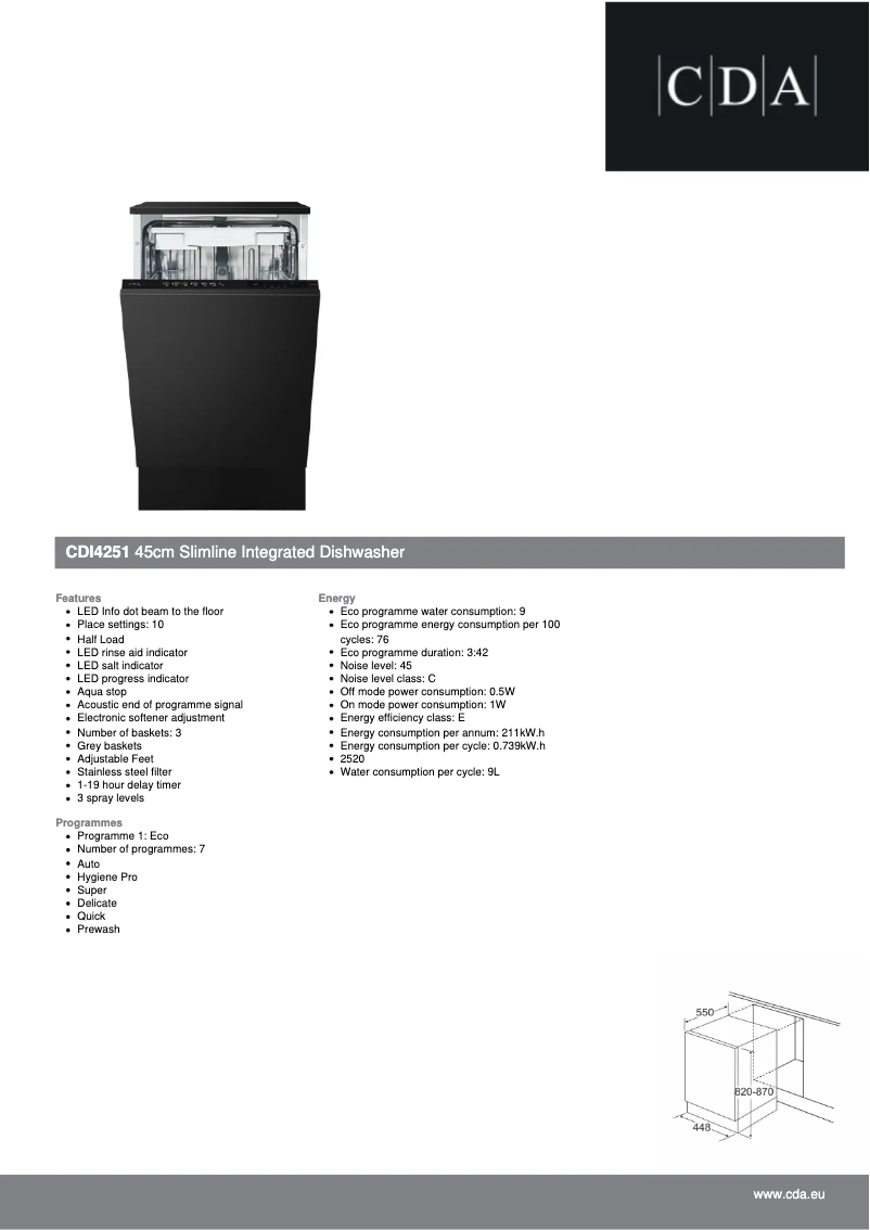 Página 1 del manual Ficha técnica CDA CDI4251