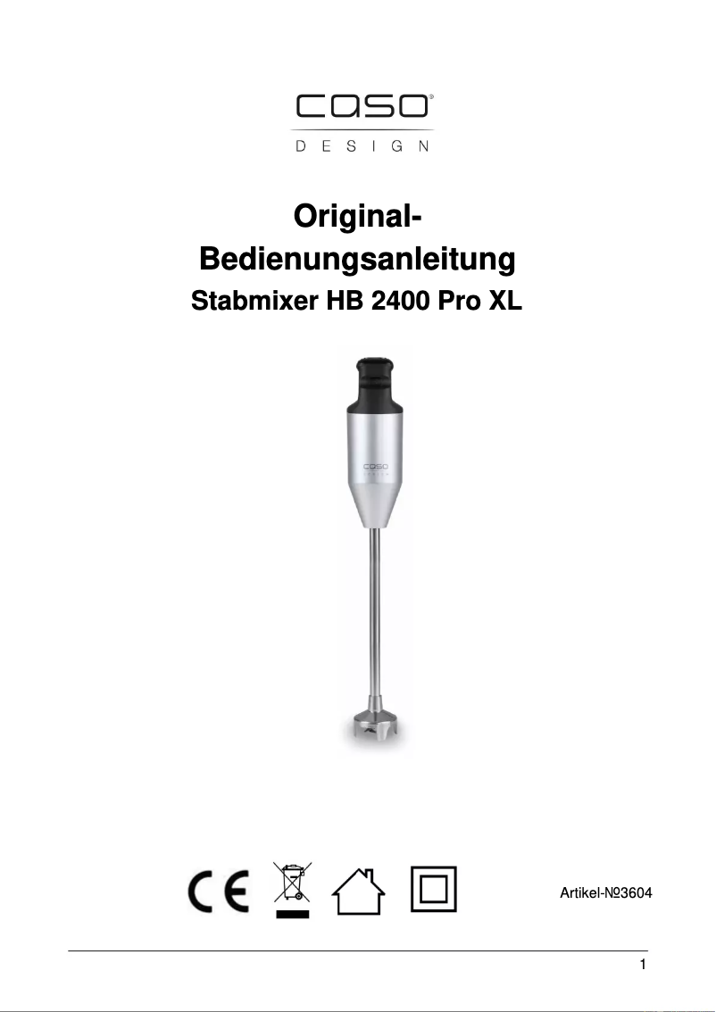 Página 1 del manual Manual de usuario Caso HB 2400 Pro XL