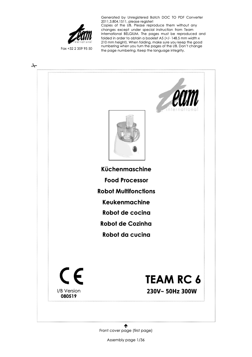 Imagen de la primera página del manual del dispositivo RC 6