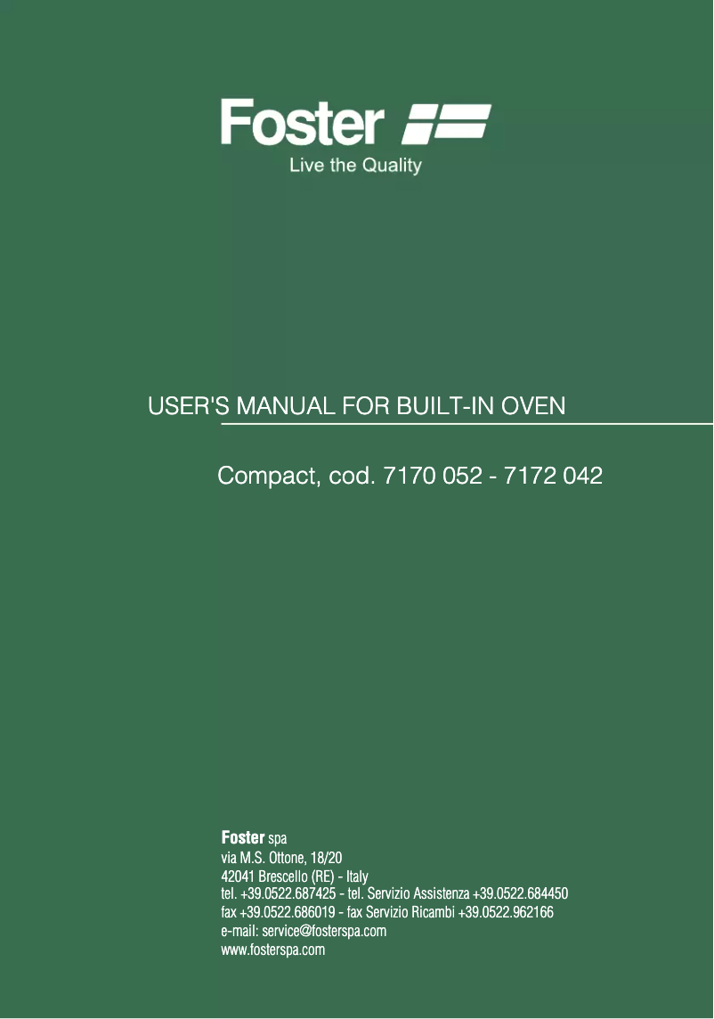 Página 1 del manual Manual de usuario Foster 7170 052