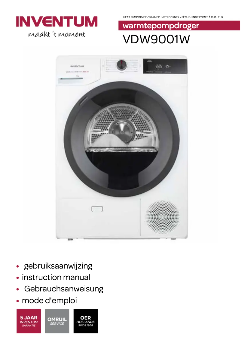 Página 1 del manual Manual de usuario Inventum VDW9001W