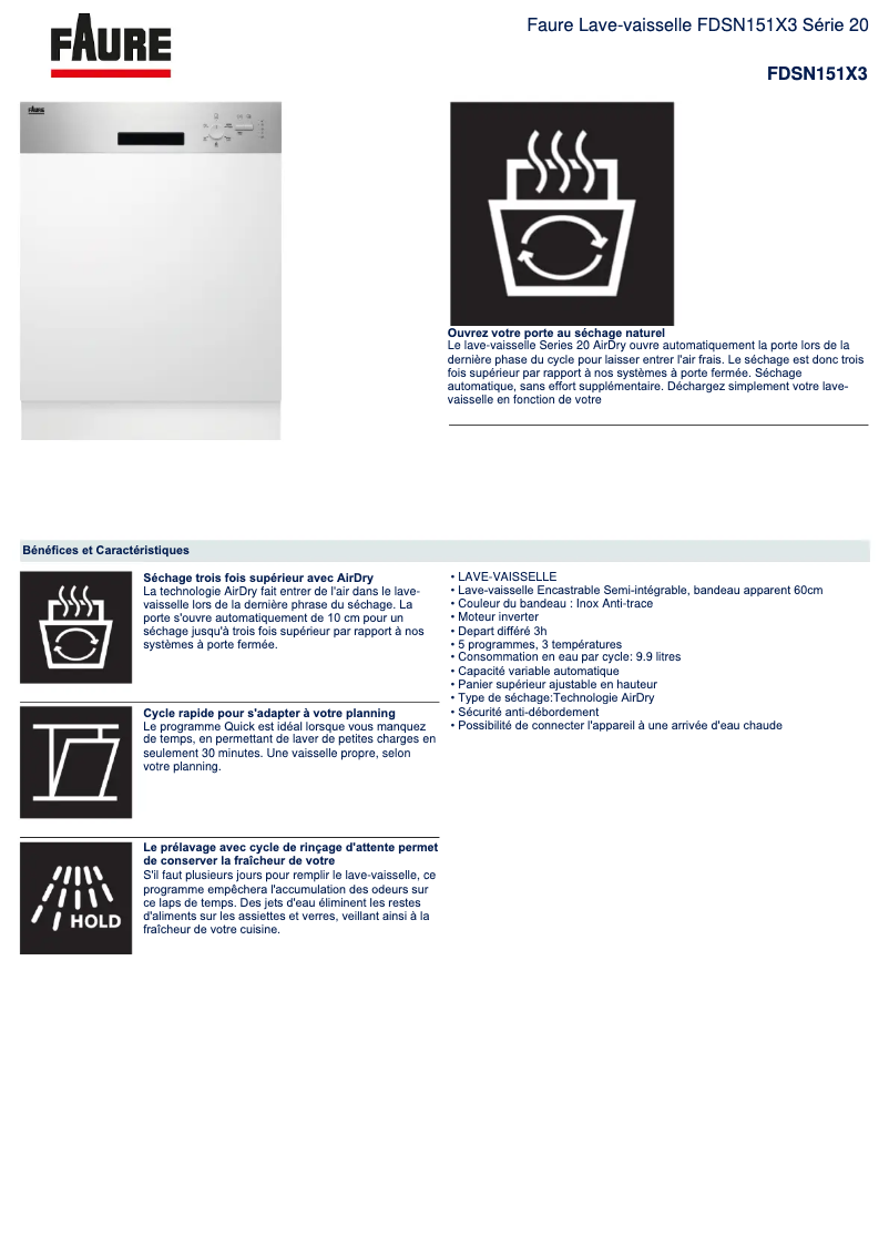 Página nº 1 - Ficha técnica Faure FDSN151X3
