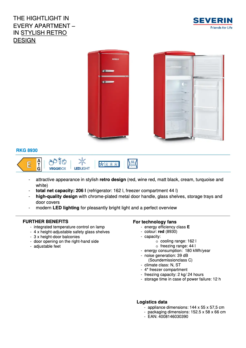Página 1 del manual Ficha técnica Severin RKG 8930