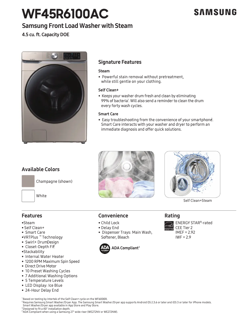 Imagen de la primera página del manual del dispositivo WF45R6100AW
