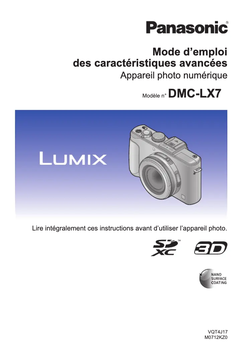 Imagen de la primera página del manual del dispositivo Lumix DMC-LX7