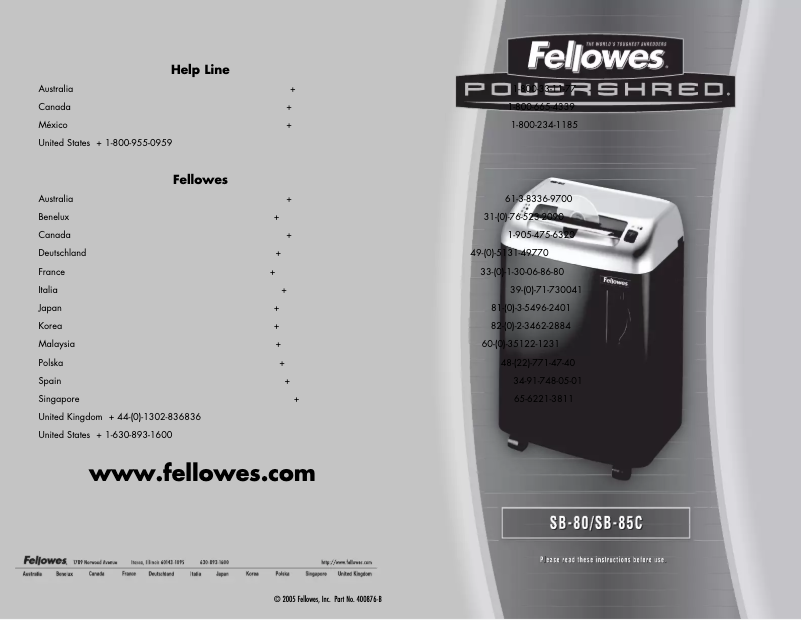 Página 1 del manual Manual de usuario Fellowes Powershred SB-80