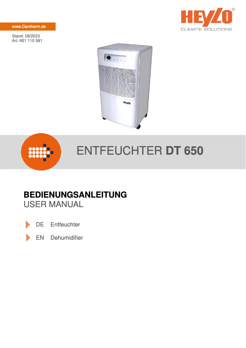 Imagen de la primera página del manual del dispositivo DT 650