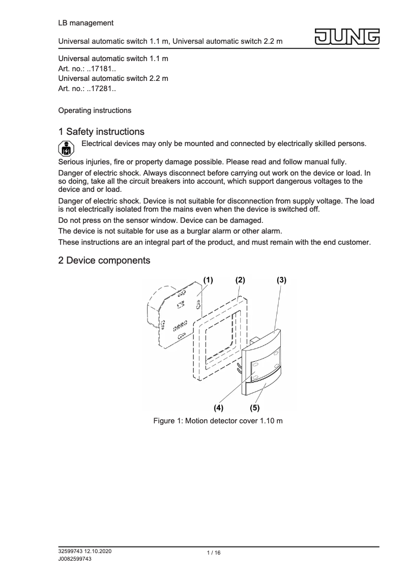 Página 1 del manual Manual de usuario JUNG ME17280C
