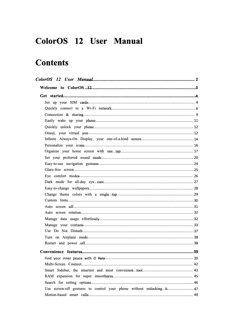 Imagen de la primera página del manual del dispositivo Reno 7 Pro 5G