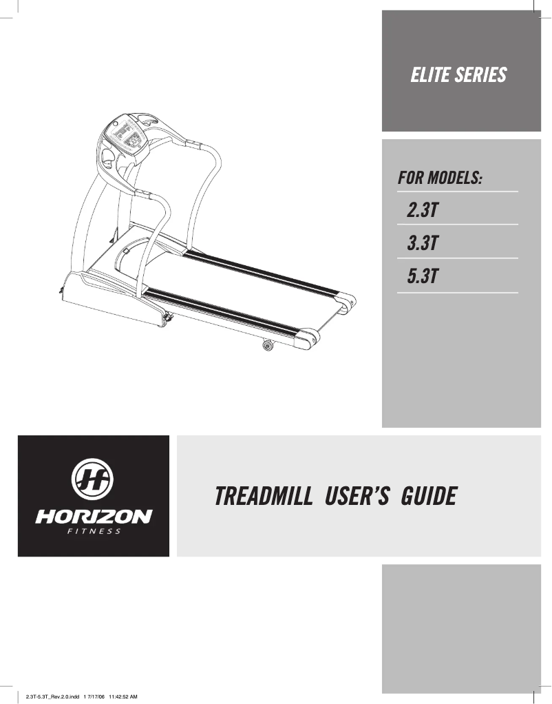 Página 1 del manual Manual de usuario Horizon Fitness Elite 3.3T