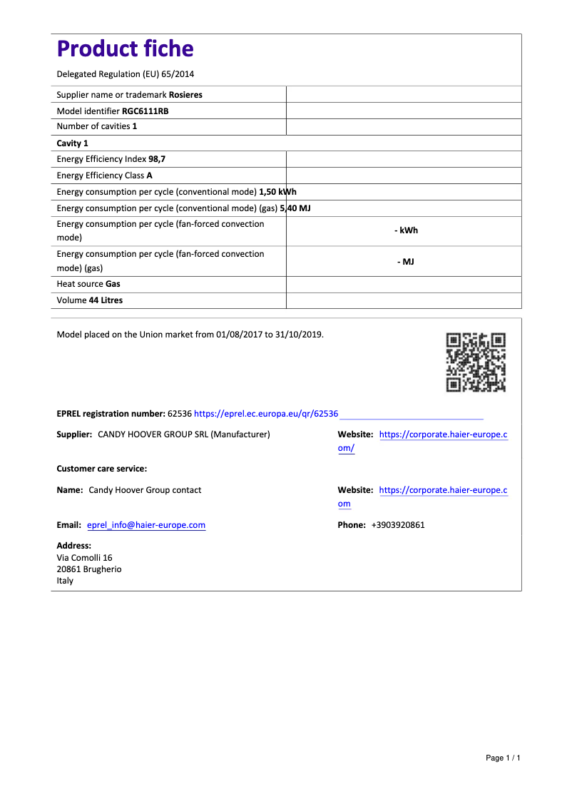 Imagen de la primera página del manual del dispositivo RGC 6111 RB