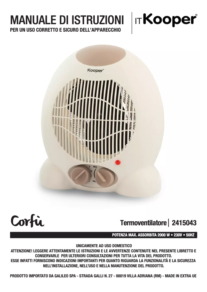 Página nº 1 - Manual de usuario Kooper 2415043