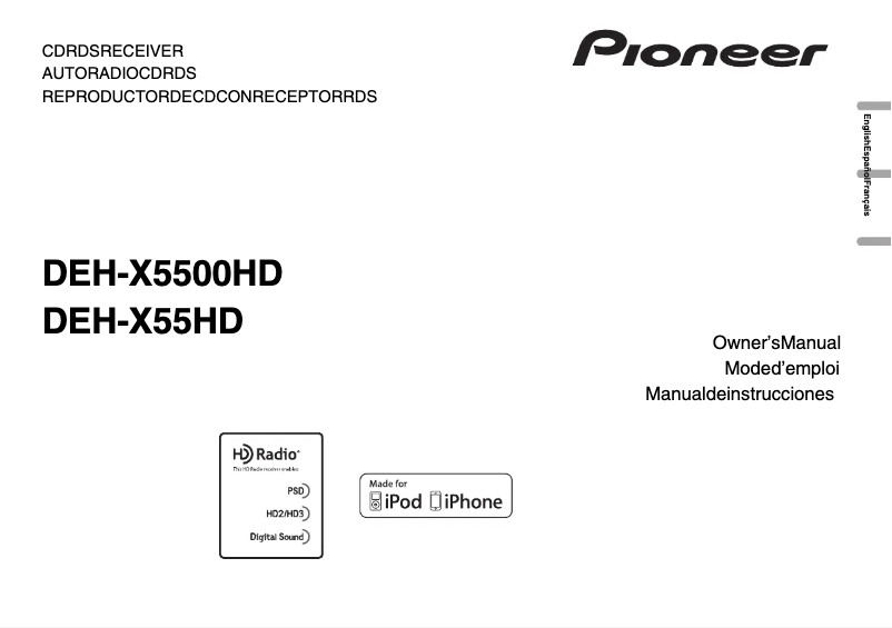 Imagen de la primera página del manual del dispositivo DEH-X5500HD