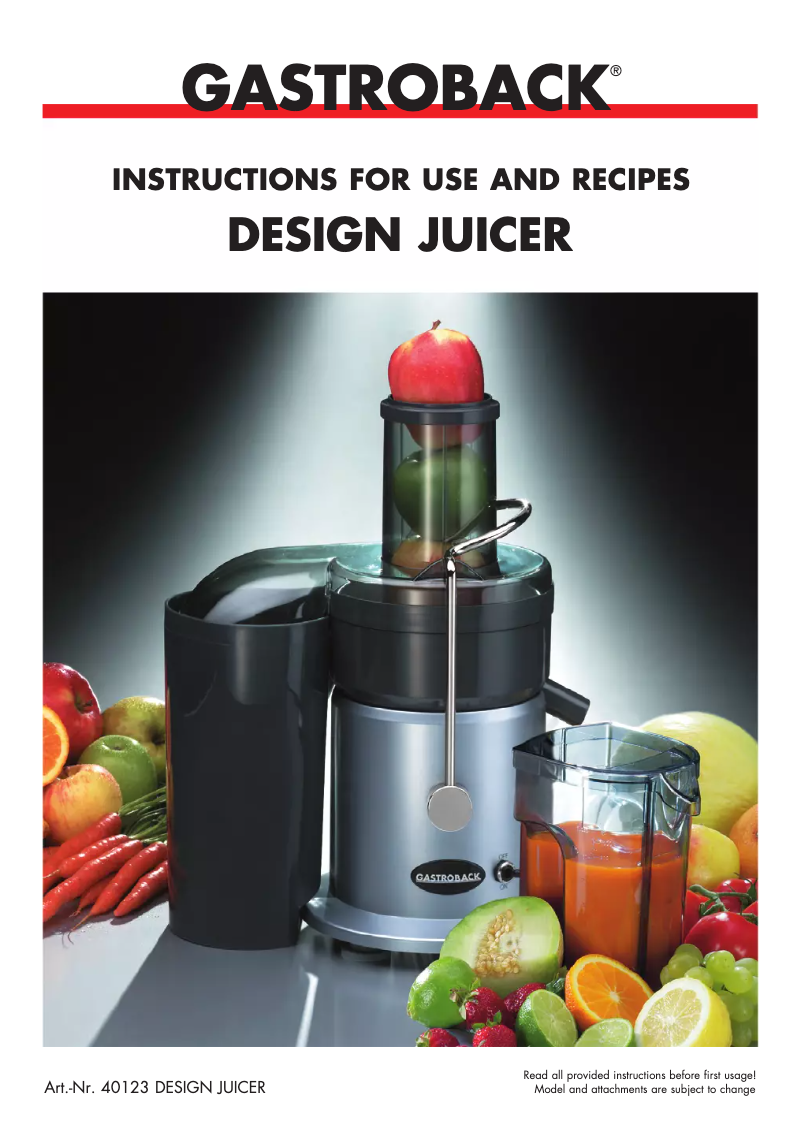Imagen de la primera página del manual del dispositivo Design Juicer