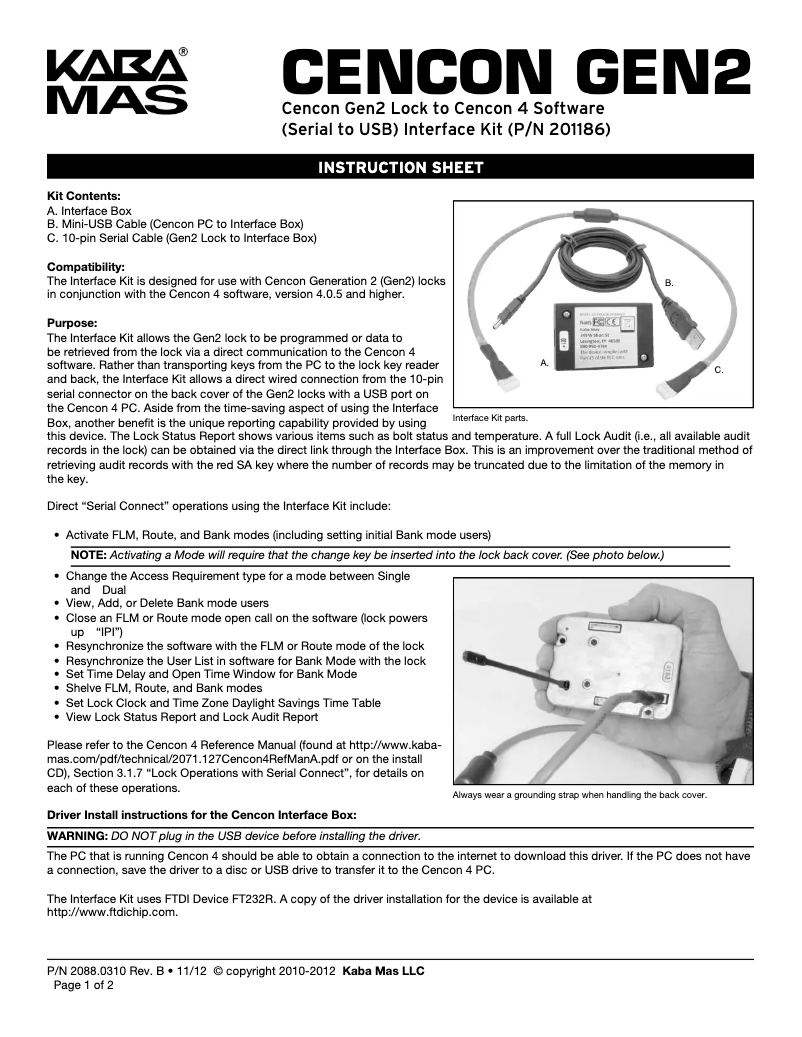 Imagen de la primera página del manual del dispositivo Cencon Gen2