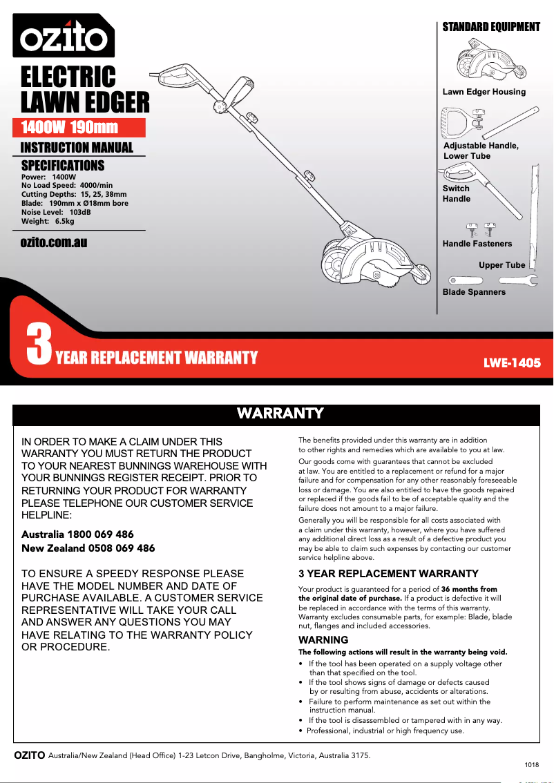Imagen de la primera página del manual del dispositivo LWE-1405