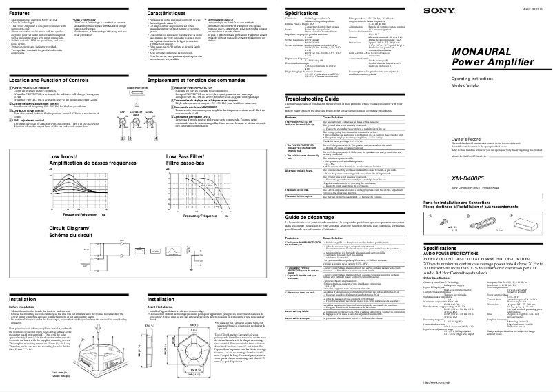 Imagen de la primera página del manual del dispositivo XM-D400P5