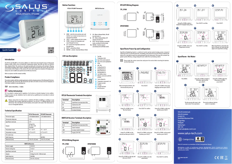 Página 1 del manual Manual de usuario Salus RT 520 TX
