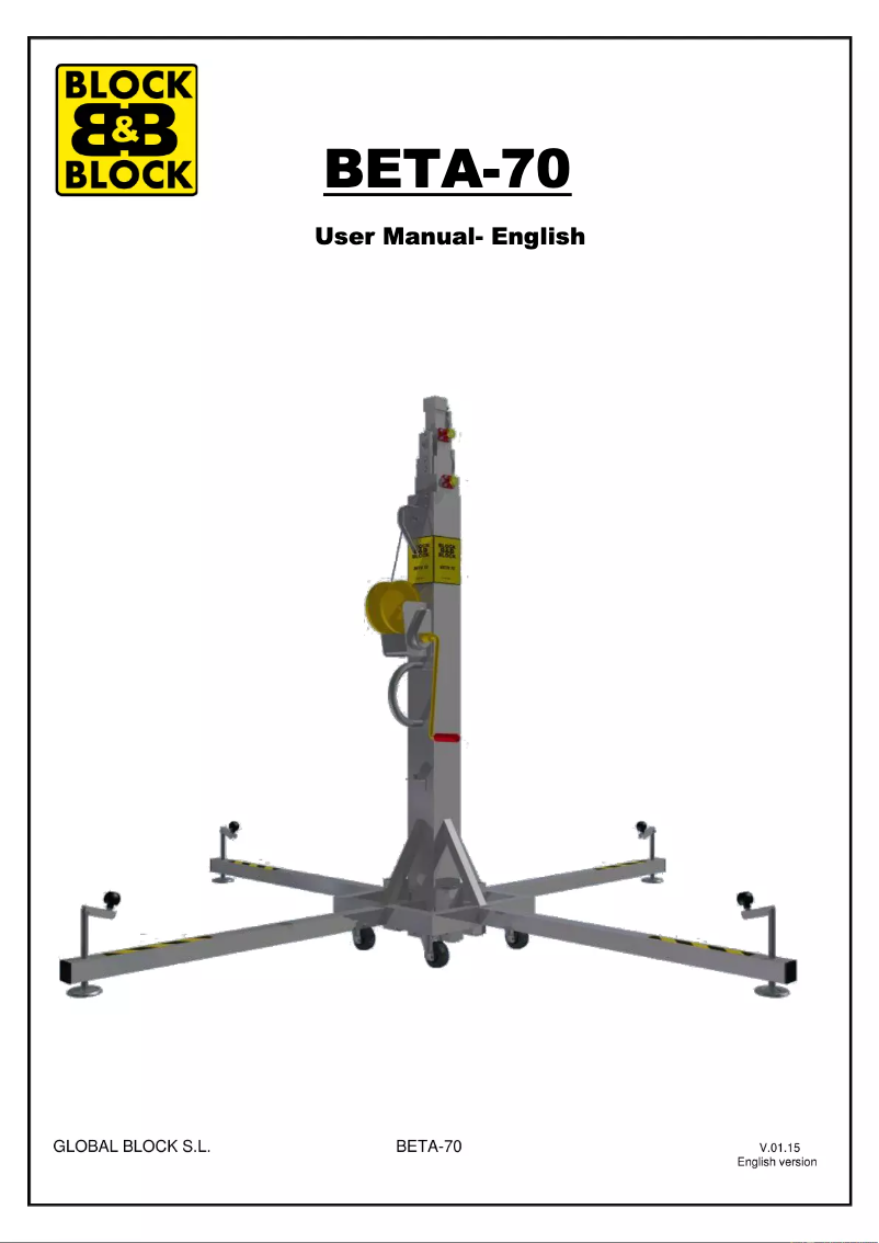 Página 1 del manual Manual de usuario Block & Block BETA-70