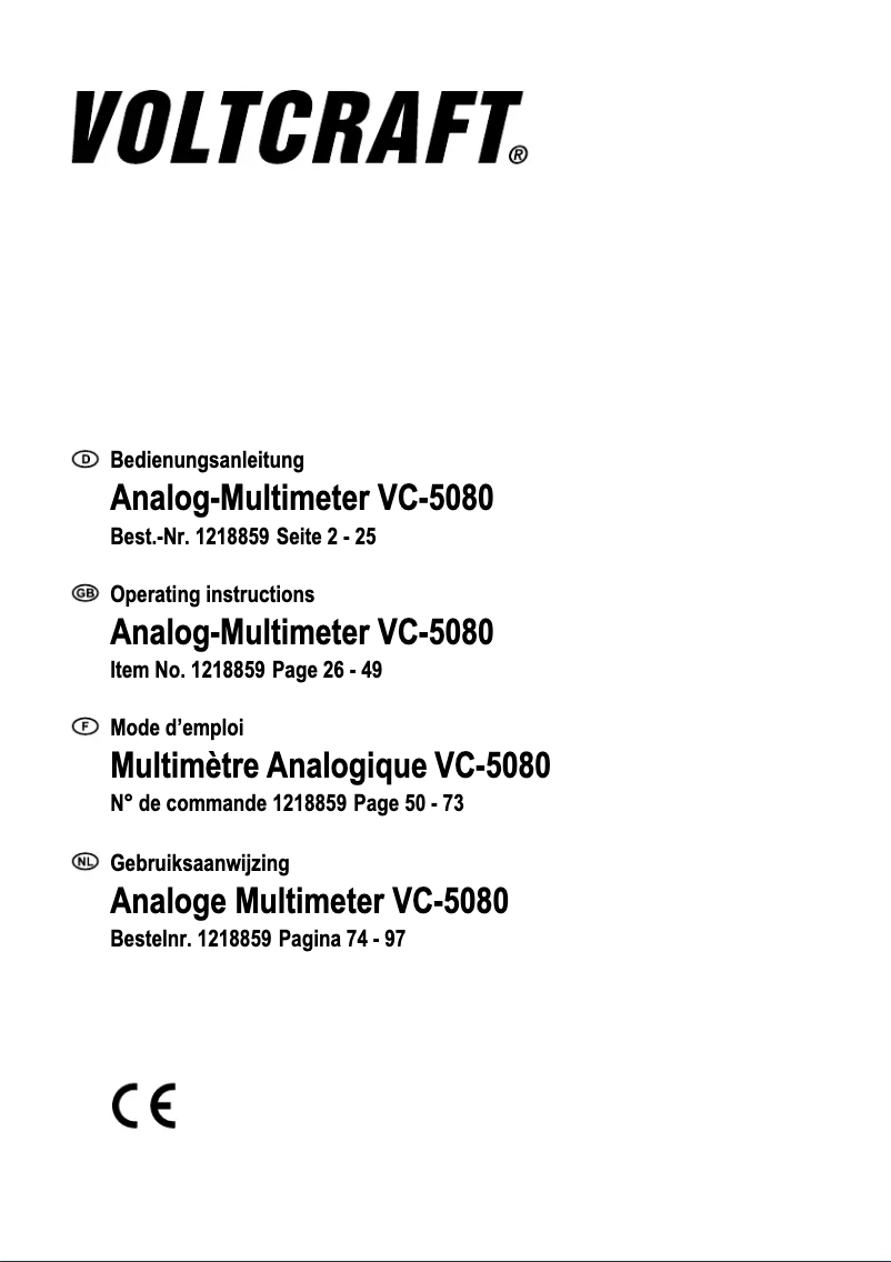 Página 1 del manual Manual de usuario Voltcraft VC-5080