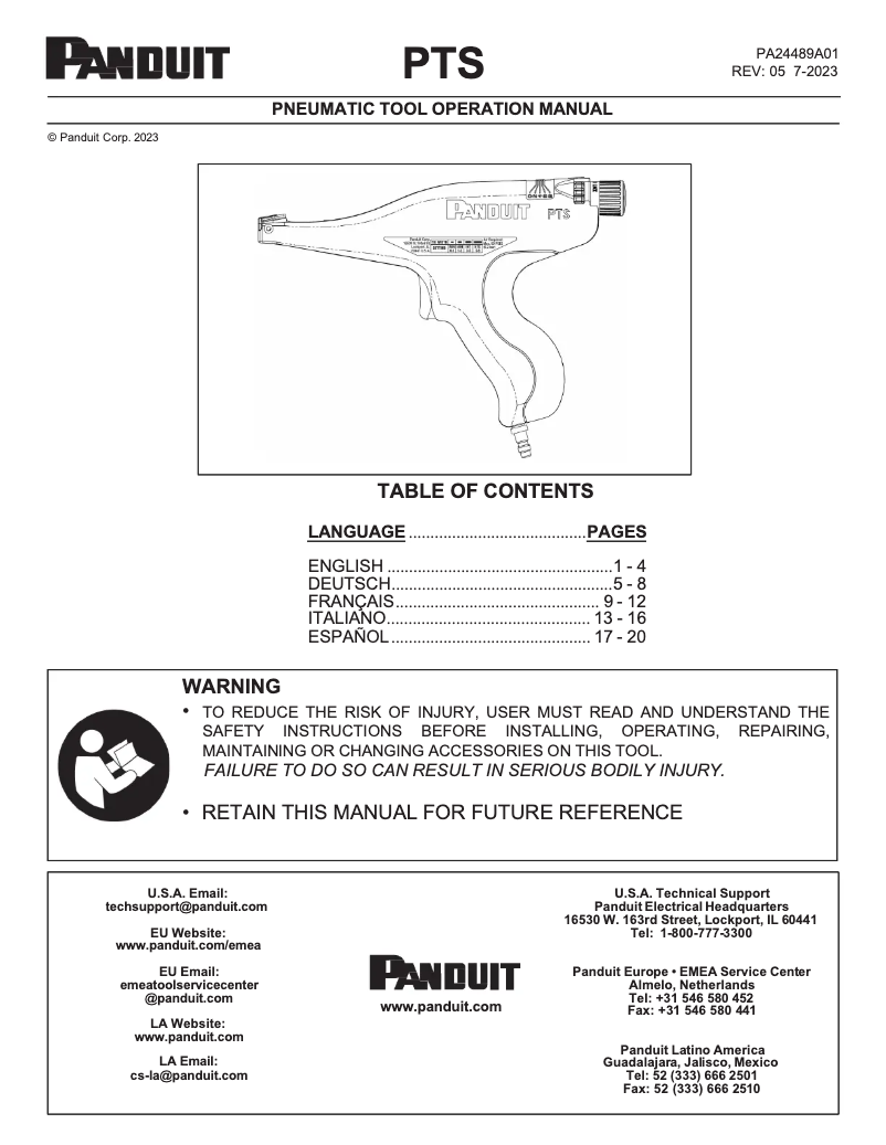 Imagen de la primera página del manual del dispositivo KPTSTL