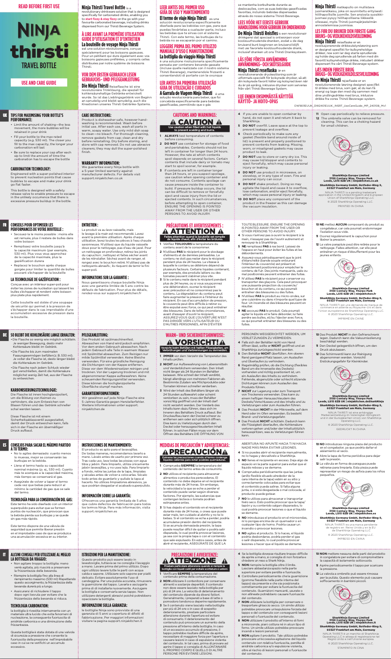 Imagen de la primera página del manual del dispositivo Thirsti