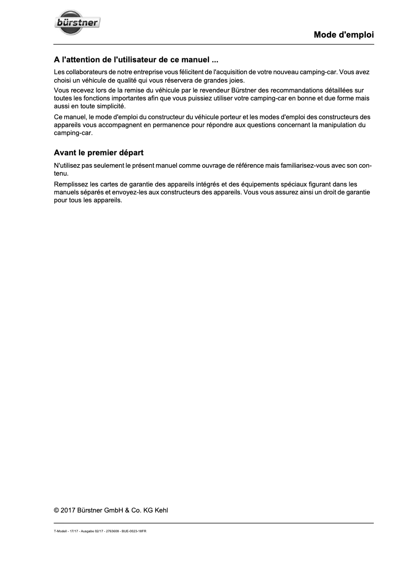 Imagen de la primera página del manual del dispositivo Nexxo Van (2017)