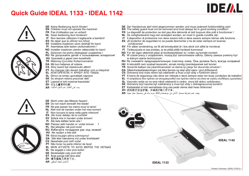 Imagen de la primera página del manual del dispositivo 1133