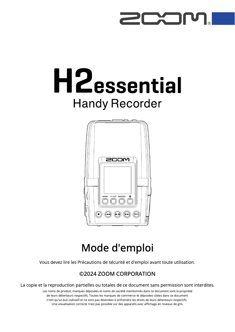 Página 1 del manual Manual de usuario Zoom H2 Essential