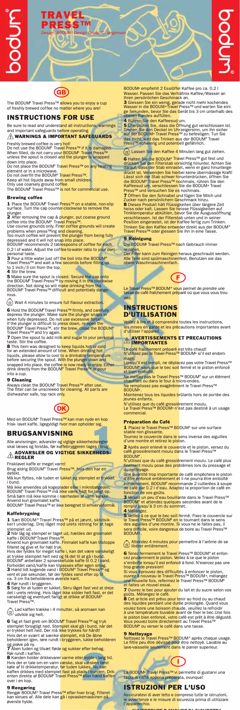 Imagen de la primera página del manual del dispositivo Travel Press