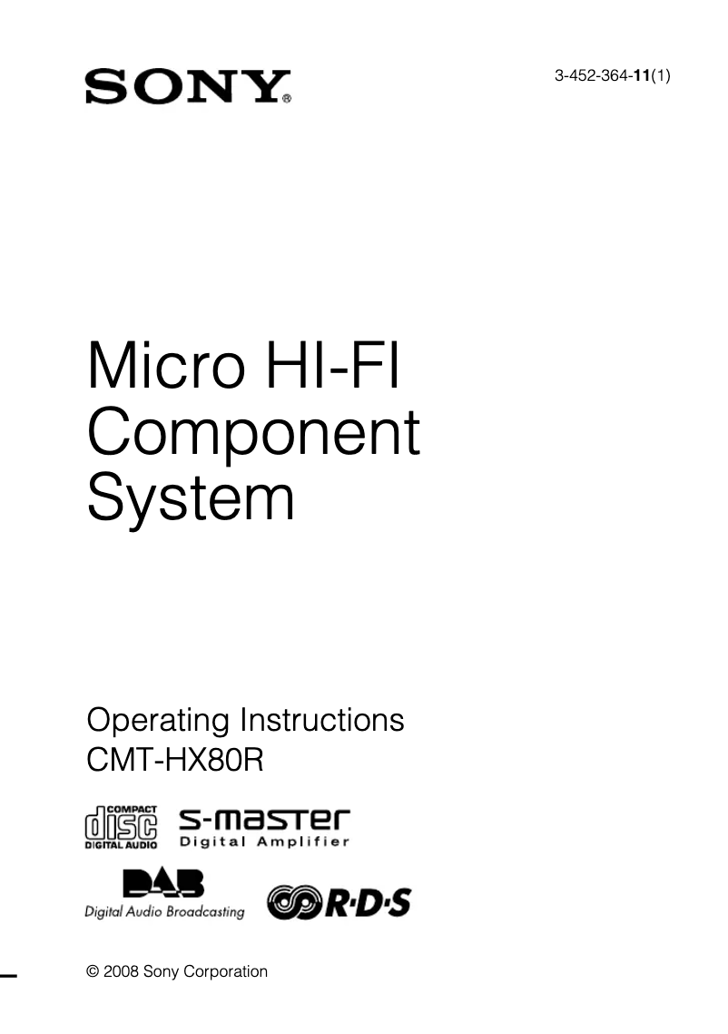 Página nº 1 - Manual de usuario Sony CMT-HX80R