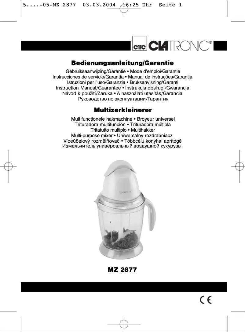 Imagen de la primera página del manual del dispositivo MZ 2877