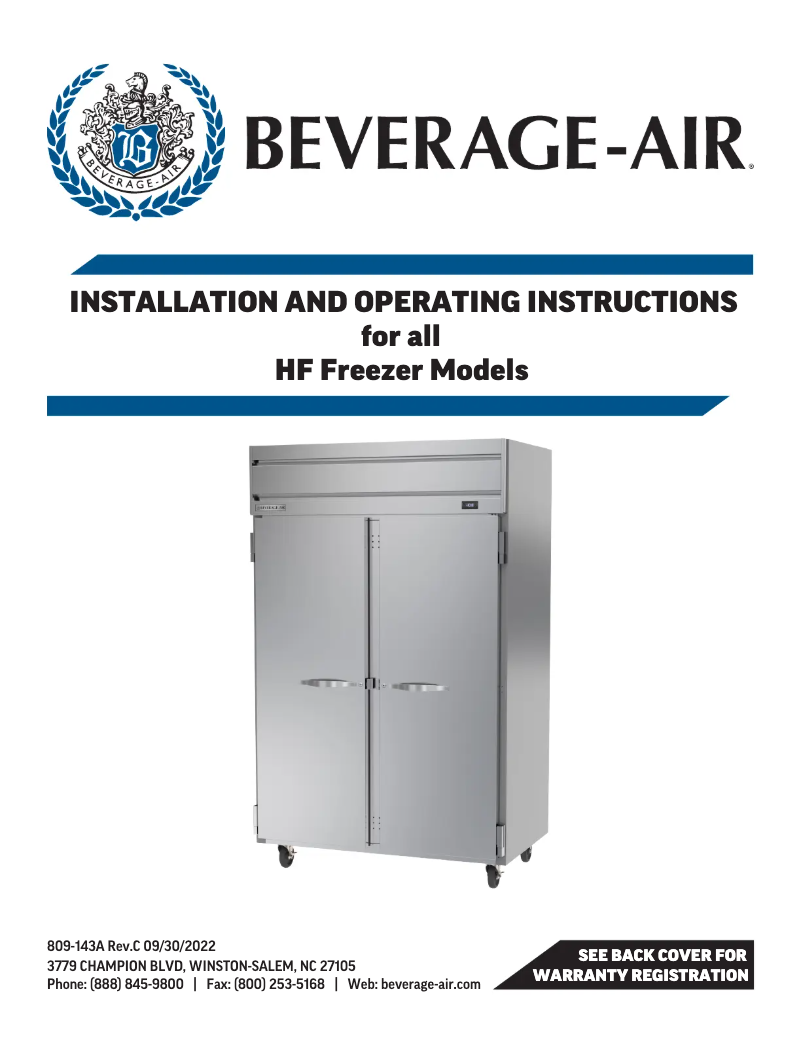 Página 1 del manual Manual de usuario Beverage-Air HFP1HC-1HG