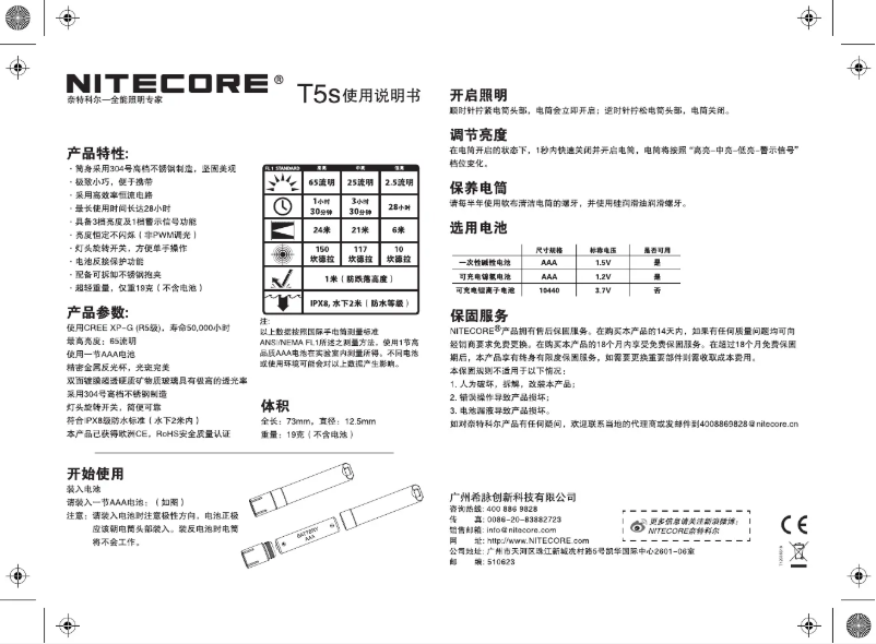 Imagen de la primera página del manual del dispositivo T5s