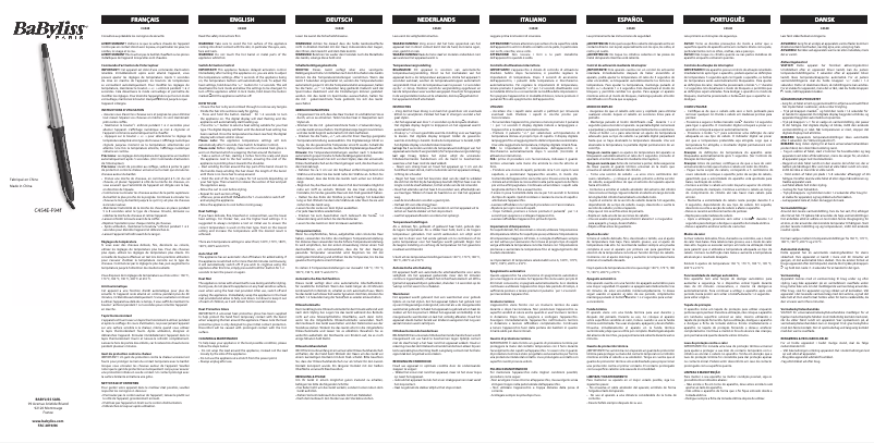 Página 1 del manual Manual de usuario BaByliss Quartz Conical C454E