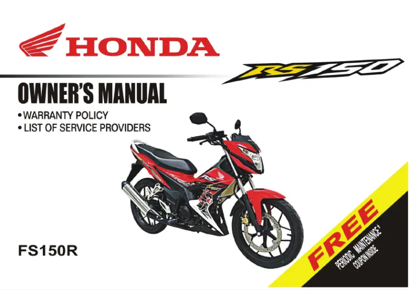 Página 1 del manual Manual de usuario Honda RS150 (2018)